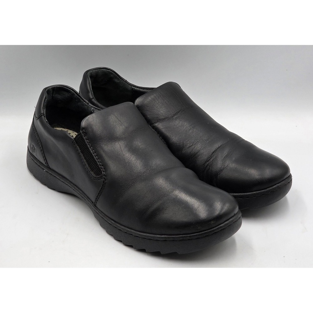 Born W32524 Black Leather‎ Comfort Loafers Slip On Shoes Women 10 M 42